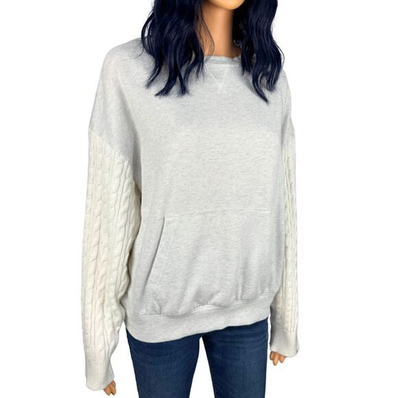 BKE Buckle Light Gray Knit Crewneck Cozy Knit Sweater - Picture 3 of 5